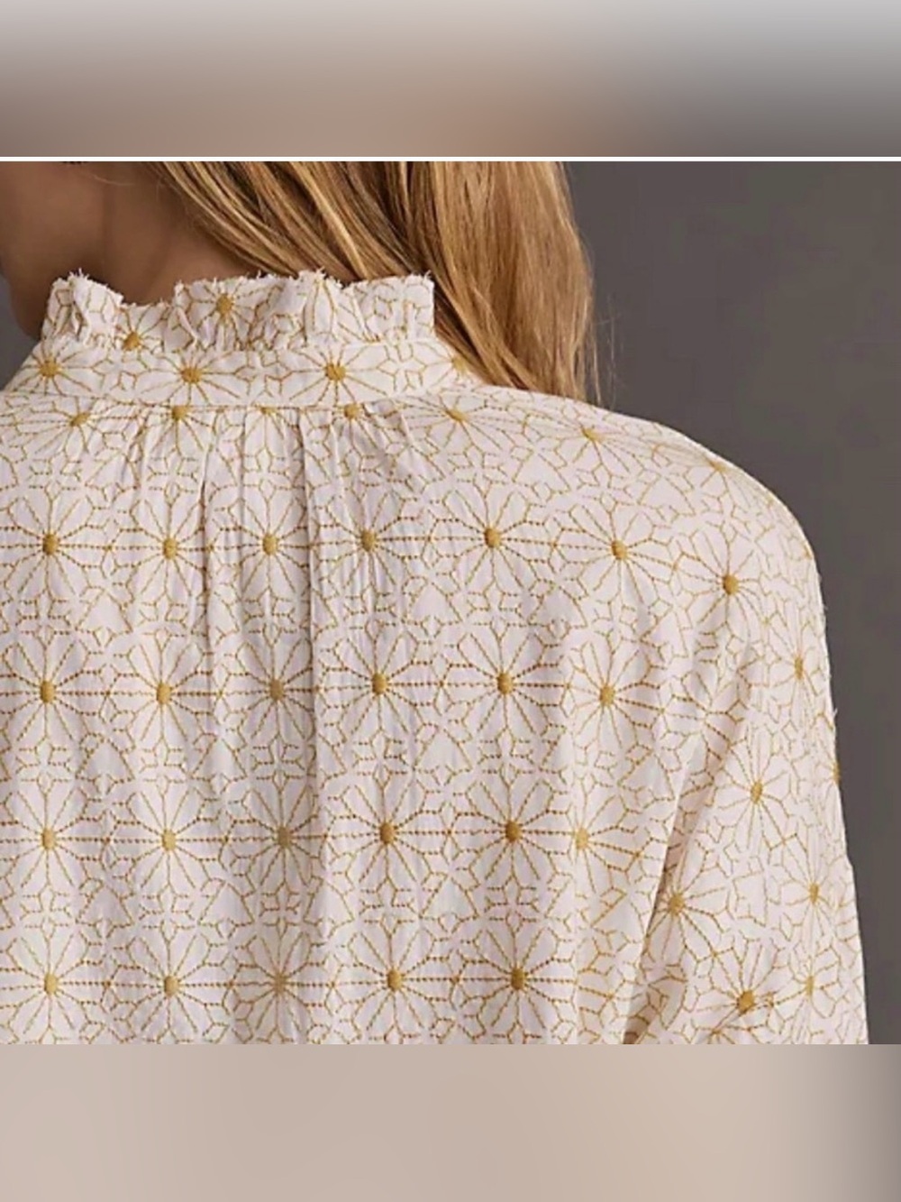 Pilcro Embroidered Daisy Button Down Blouse Size L - Picture 6 of 6